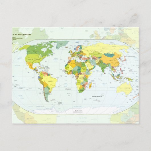 Wereldkaart Wereldbol Landatlas Briefkaart (Voorkant)
