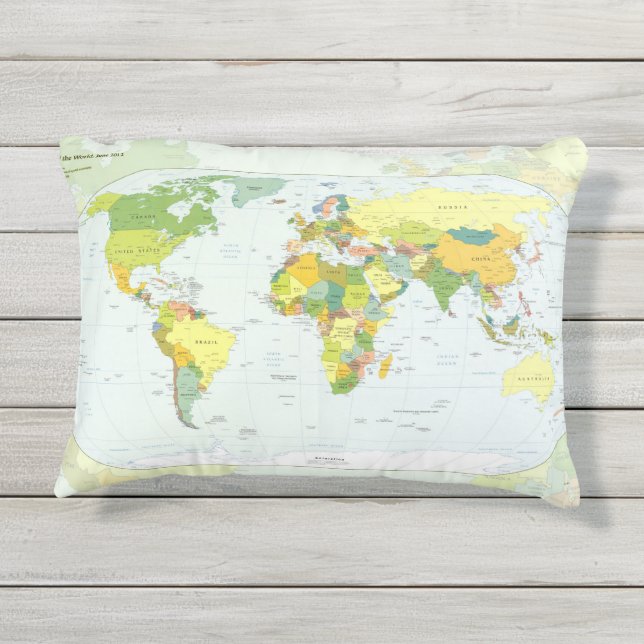Wereldkaart Wereldbol Landatlas Buitenkussen (Achterkant)