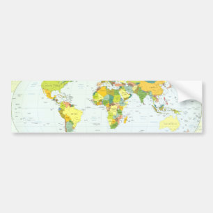 Wereldkaart Wereldbol Landatlas Bumpersticker