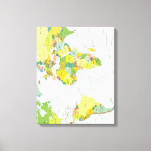 Wereldkaart Wereldbol Landatlas Canvas Afdruk