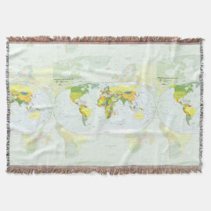 Wereldkaart Wereldbol Landatlas Deken