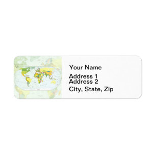 Wereldkaart Wereldbol Landatlas Etiket