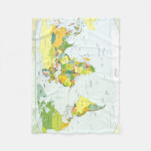 Wereldkaart Wereldbol Landatlas Fleece Deken