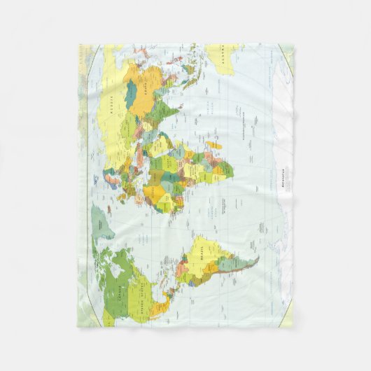 Wereldkaart Wereldbol Landatlas Fleece Deken (Voorkant)