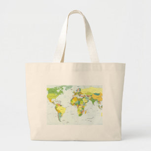 Wereldkaart Wereldbol Landatlas Grote Tote Bag
