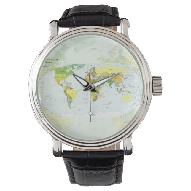 Wereldkaart Wereldbol Landatlas Horloge (Voorkant)
