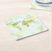 Wereldkaart Wereldbol Landatlas Kartonnen Onderzetters (Schuin)