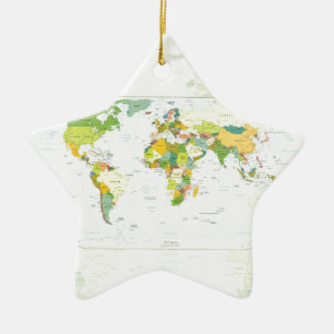 Wereldkaart Wereldbol Landatlas Keramisch Ornament