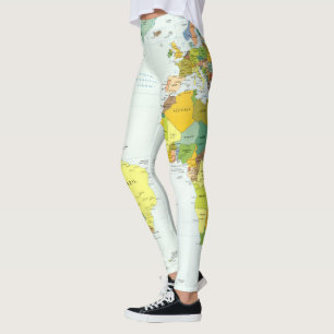 Wereldkaart Wereldbol Landatlas Leggings