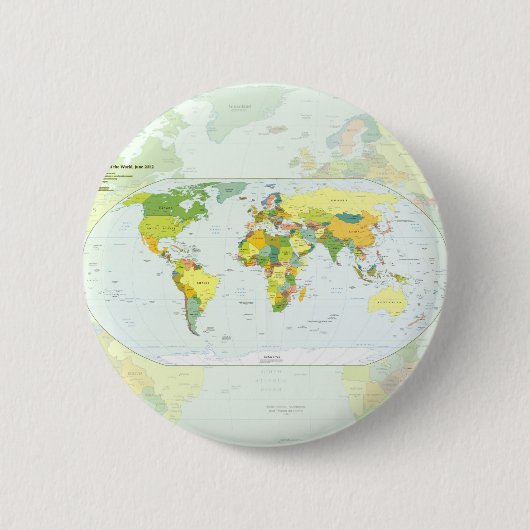 Wereldkaart Wereldbol Landatlas Ronde Button 5,7 Cm (Voorkant)
