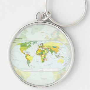 Wereldkaart Wereldbol Landatlas Sleutelhanger