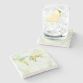 Wereldkaart Wereldbol Landatlas Stenen Onderzetter (Zijkant)