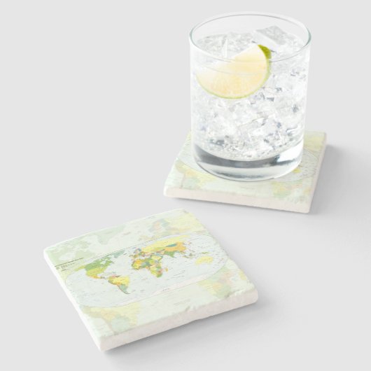 Wereldkaart Wereldbol Landatlas Stenen Onderzetter (Zijkant)