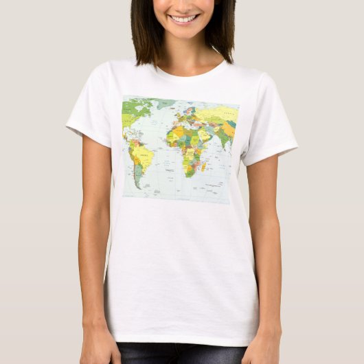 Wereldkaart Wereldbol Landatlas T-shirt (Voorkant)