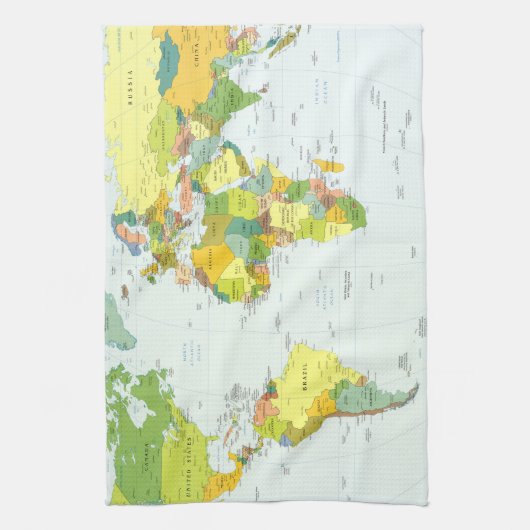 Wereldkaart Wereldbol Landatlas Theedoek (Verticaal)