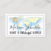 Wereldkaart Wereldbol Map Reisbureau Gold Blue Log Visitekaartje (Voorkant)