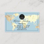 Wereldkaart Wereldbol Map Reisbureau Gold Blue Visitekaartje (Achterkant)