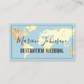 Wereldkaart Wereldbol Map Reisbureau Gold Blue Visitekaartje (Voorkant)