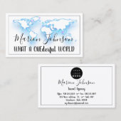 Wereldkaart Wereldbol Map Reisbureau Gold Logo Blu Visitekaartje (Voorkant / Achterkant)