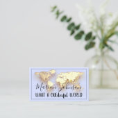Wereldkaart Wereldbol Map Reisbureau Gold Logo Blu Visitekaartje (Staand voorkant)