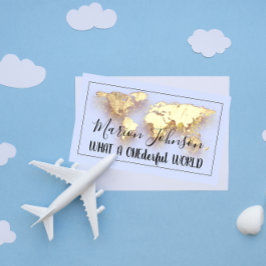 Wereldkaart Wereldbol Map Reisbureau Gold Logo Blu Visitekaartje