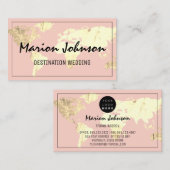 Wereldkaart Wereldbol Map Reisbureau Gold Roos Visitekaartje (Voorkant / Achterkant)