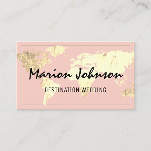 Wereldkaart Wereldbol Map Reisbureau Gold Roos Visitekaartje (Voorkant)