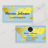 Wereldkaart Wereldbol Map Reisbureau Logo Gold Visitekaartje (Voorkant / Achterkant)