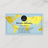 Wereldkaart Wereldbol Map Reisbureau Logo Gold Visitekaartje (Achterkant)