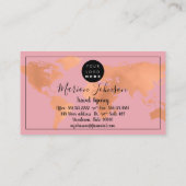 Wereldkaart Wereldbol Map Reisbureau Roos Paars Visitekaartje (Achterkant)