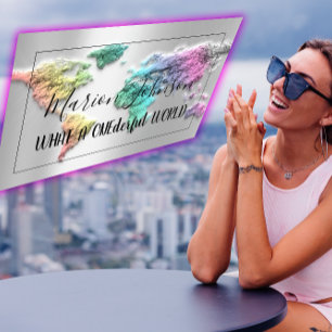 Wereldkaart Wereldbol Map Travel Agency Silver Mer Visitekaartje