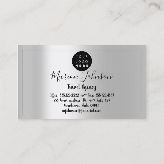 Wereldkaart Wereldbol Map Travel Agency Silver Mer Visitekaartje (Achterkant)