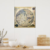 Wereldkaart Wereldkaart Venetiaanse monnik Fra Mau Poster (Keuken)