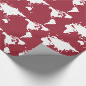 wereldkaart wit op rood cadeaupapier (Hoek)
