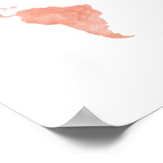 Wereldkaart woestijnroze Waterverf Poster (Hoek)