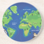 Wereldkaart Zandsteen Onderzetter (Voorkant)
