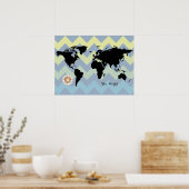 wereldkaart zee chevron poster (Keuken)
