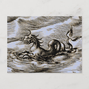 Wereldkaart Zee Monster Briefkaart