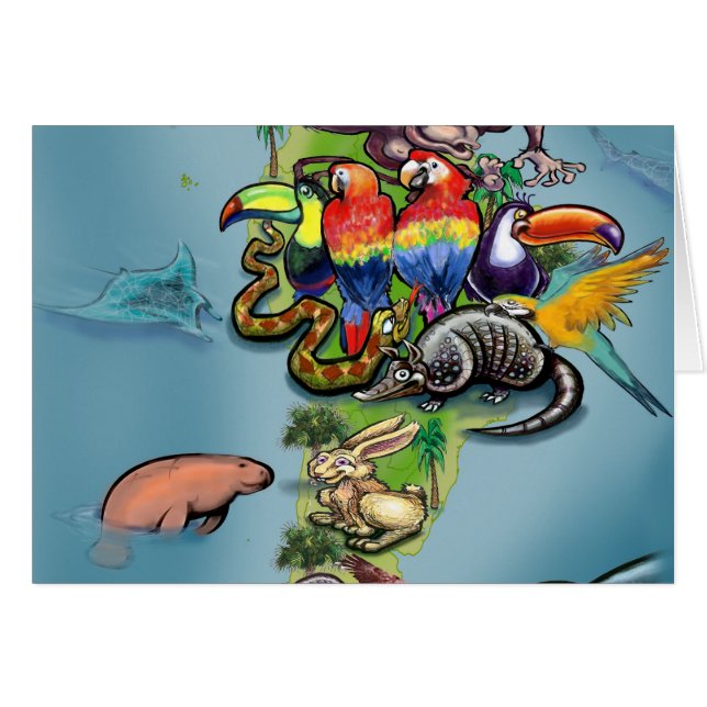 Wereldkaart Zuid-Amerikaanse dieren (Voorkant Horizontaal)