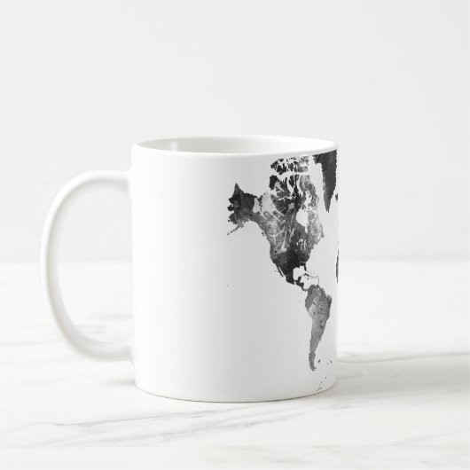 WERELDKAART ZWART EN WITTE KOFFIEMOK (Links)