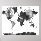 WERELDKAART ZWART EN WITTE POSTER (Voorkant)