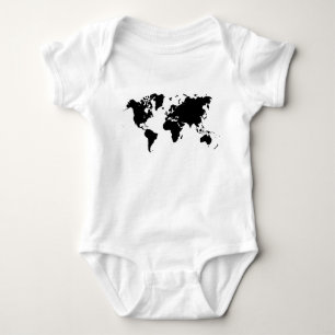 Wereldkaart - zwart romper