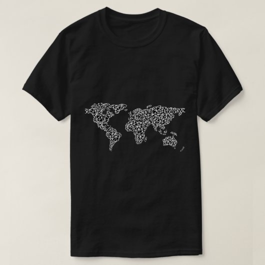 Wereldkaart zwart t-shirt (Design voorkant)