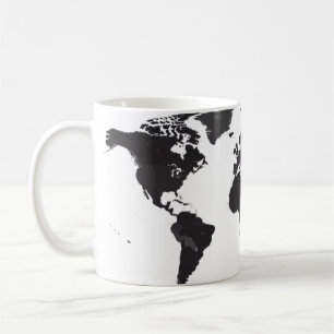 Wereldkaart Zwart & Wit Koffiemok