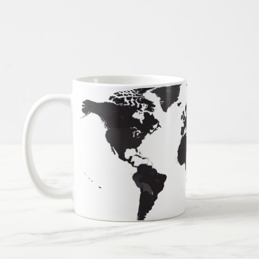 Wereldkaart Zwart & Wit Koffiemok (Links)