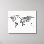Wereldkaart zwart-wit Stretched Canvas Print (Voorkant)