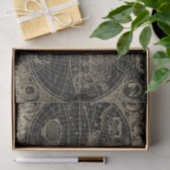  Wereldkaart zwarte beige ontkoppeling Tissuepapier (Geschenk)