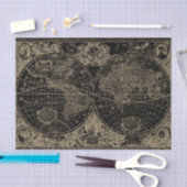  Wereldkaart zwarte beige ontkoppeling Tissuepapier (Craft)