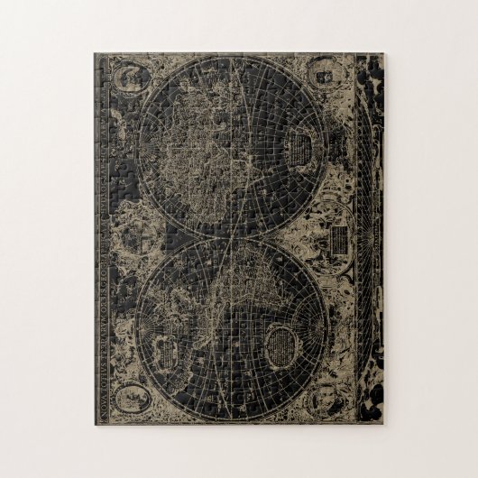  Wereldkaart Zwarte Tan Legpuzzel (Verticaal)