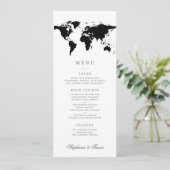 Wereldkaart zwarte witte bewerkbare kleuren menu (Staand voorkant)